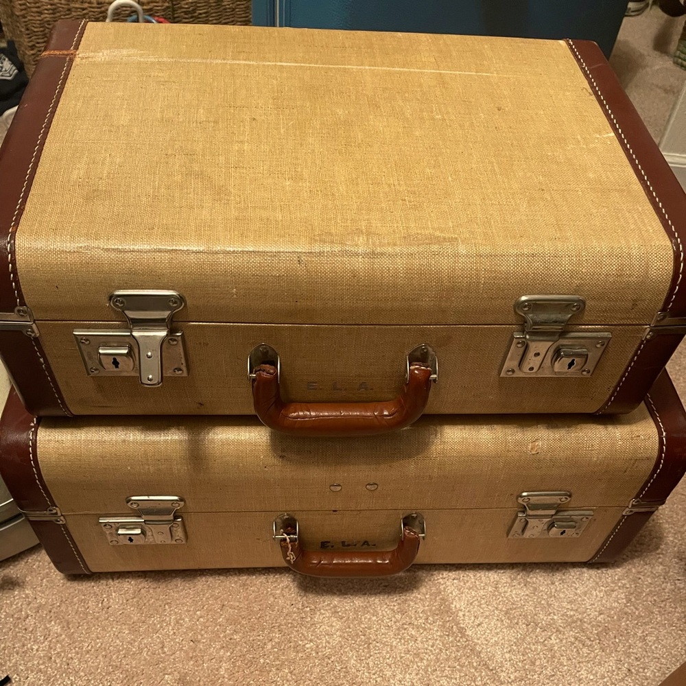 Vintage suitcase with a key